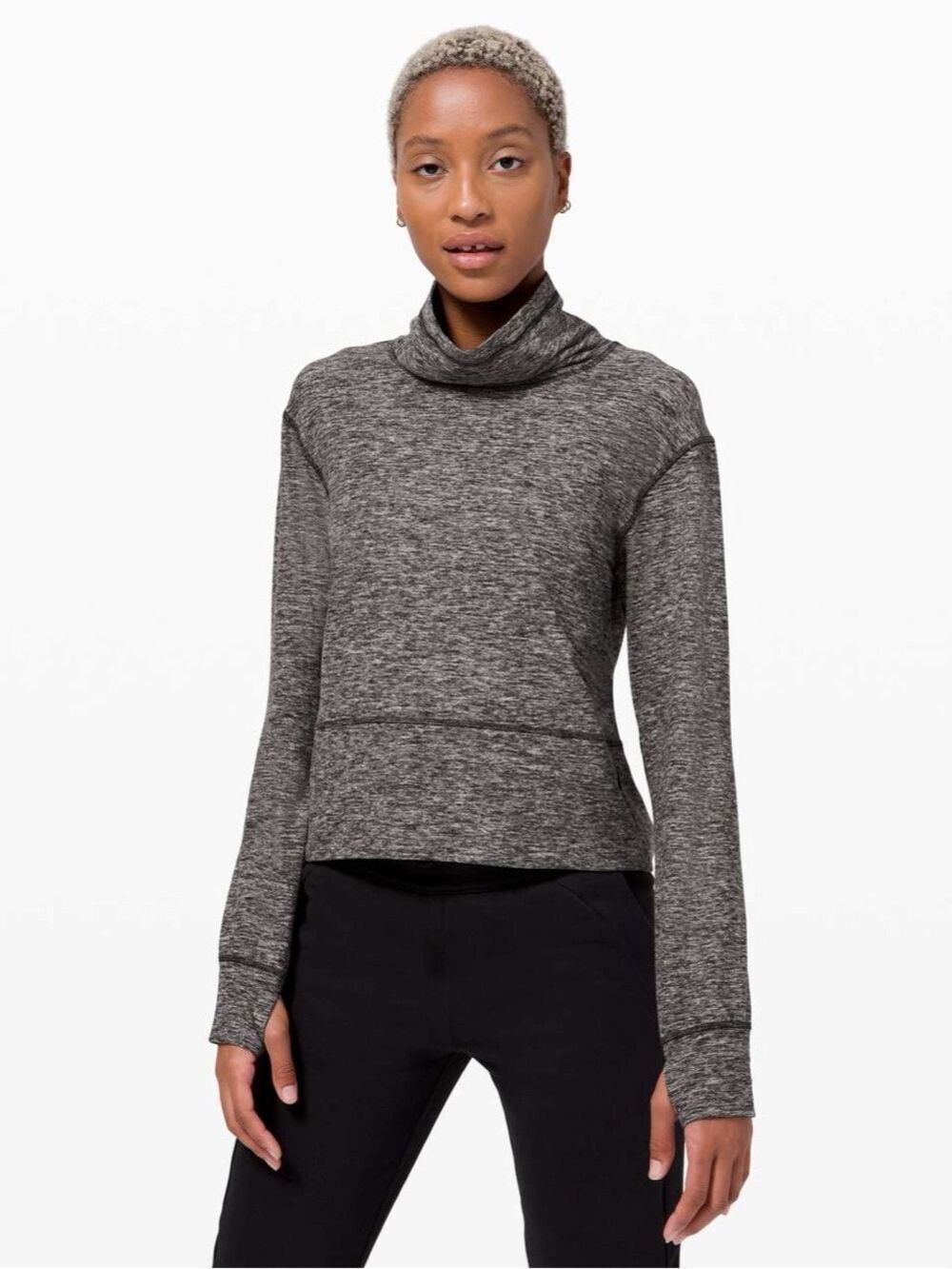 Lululemon Ready to Rulu Fleece Pullover Top Heathered Black Sz 10